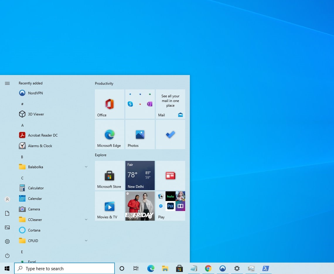windows 10 new user start menu not working