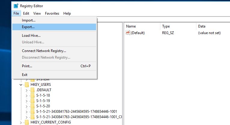 restore registry windows 10 to default