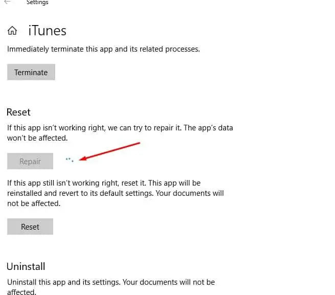 repair iTunes app