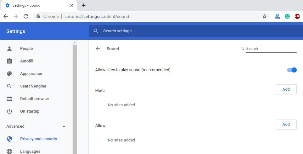 Allow sites to play sound