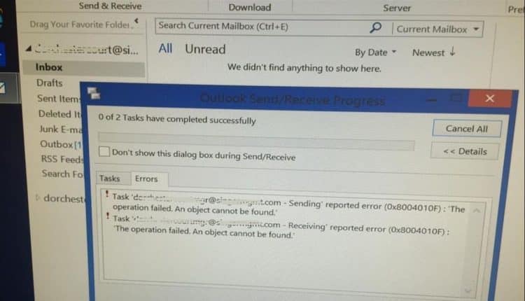 Outlook data file cannot be accessed