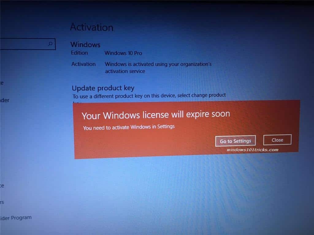 phone message about expired microsoft windows license