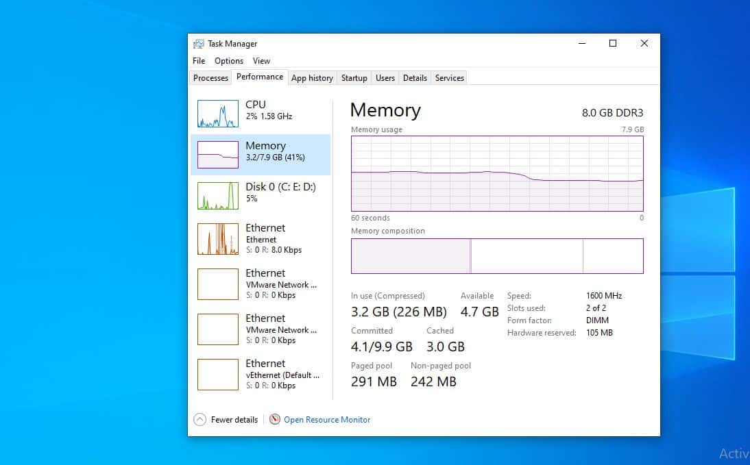 windows 10 free memory