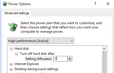 turn off hard disk after 0