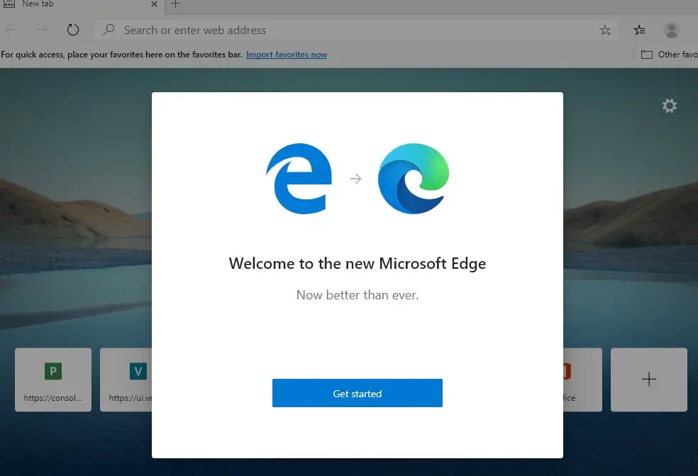 Importieren Sie Microsoft Edge
