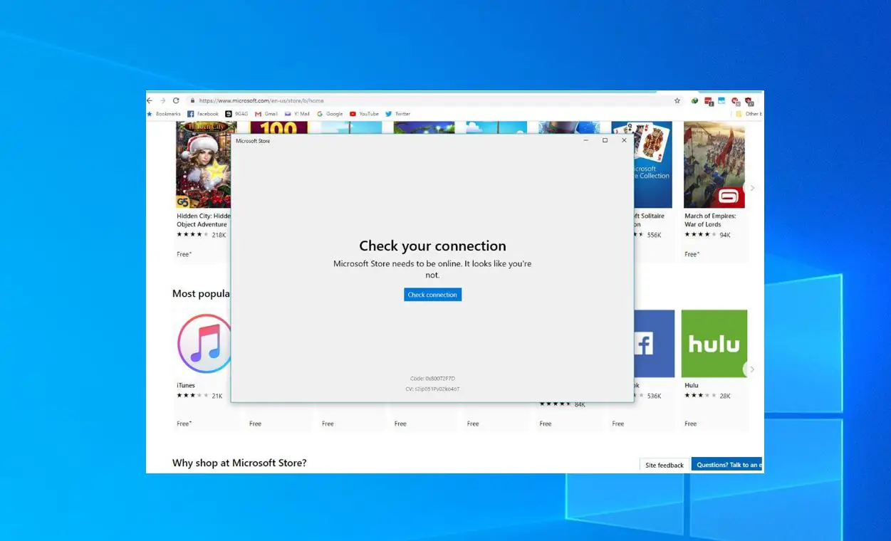 windows store not connecting to internet