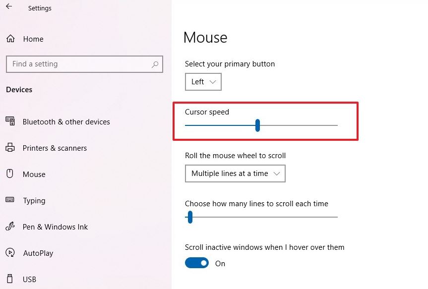 how to change your cursor speed in windows 10