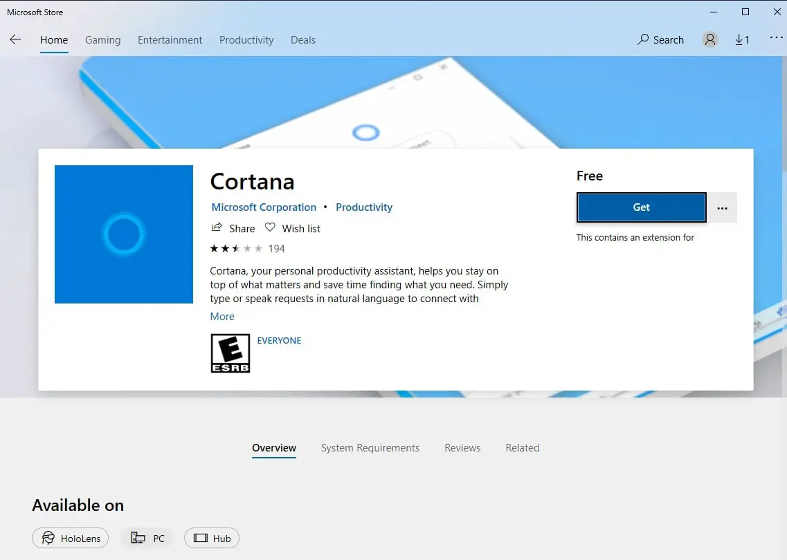 Download cortana app microsoft store