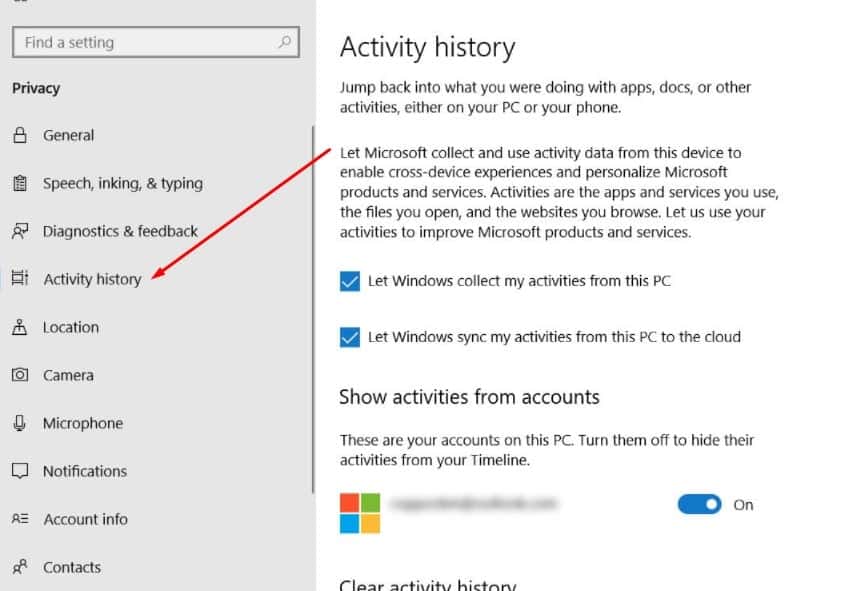 Enable the Timeline in Windows 10