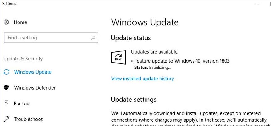 feature update to windows 10 pro version 1803 download