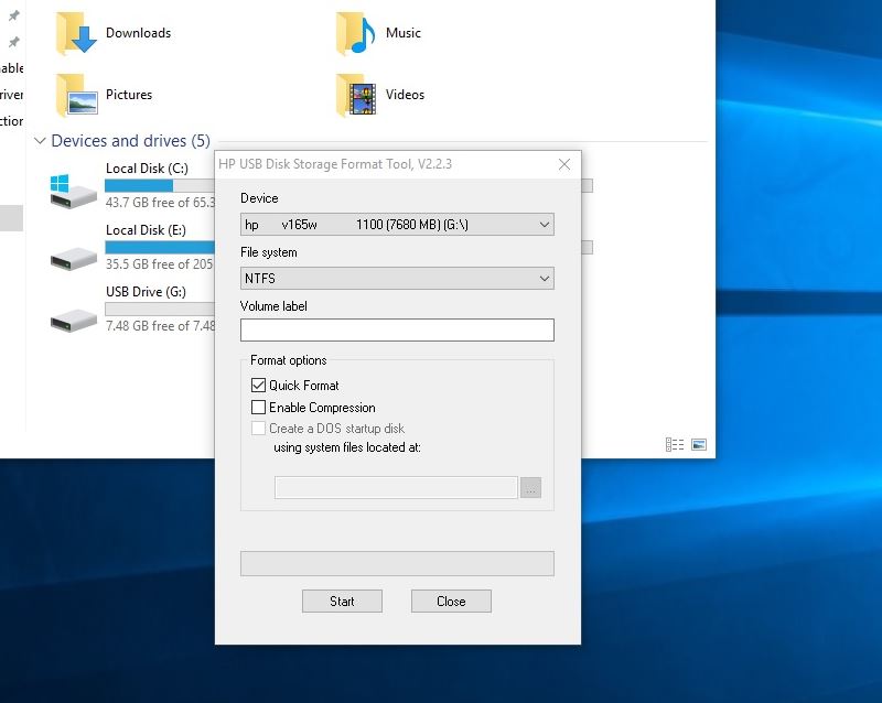 HP USB disk format tool