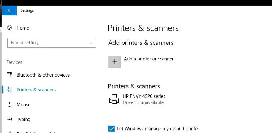 Printer Driver is unavailable