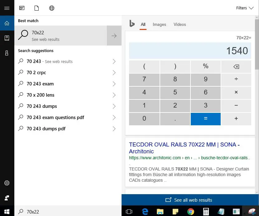 Quick calculations on Windows Search Bar