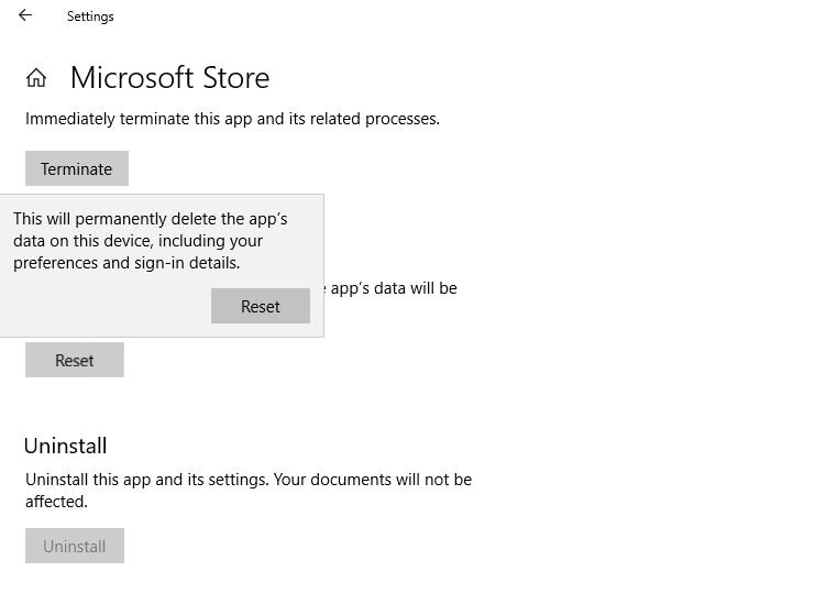 Zurücksetzen des Microsoft Store für Windows 10