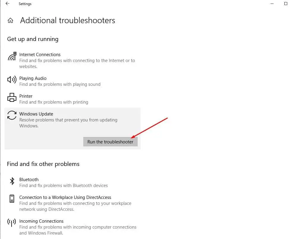 Run the Troubleshooter for Windows Updates.