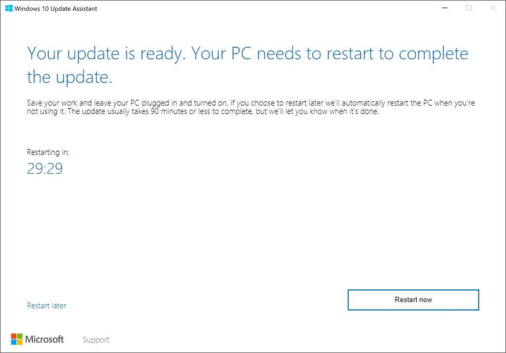 Update-Assistent Bitte warten Sie, während er neu startet, um die Updates zu installieren