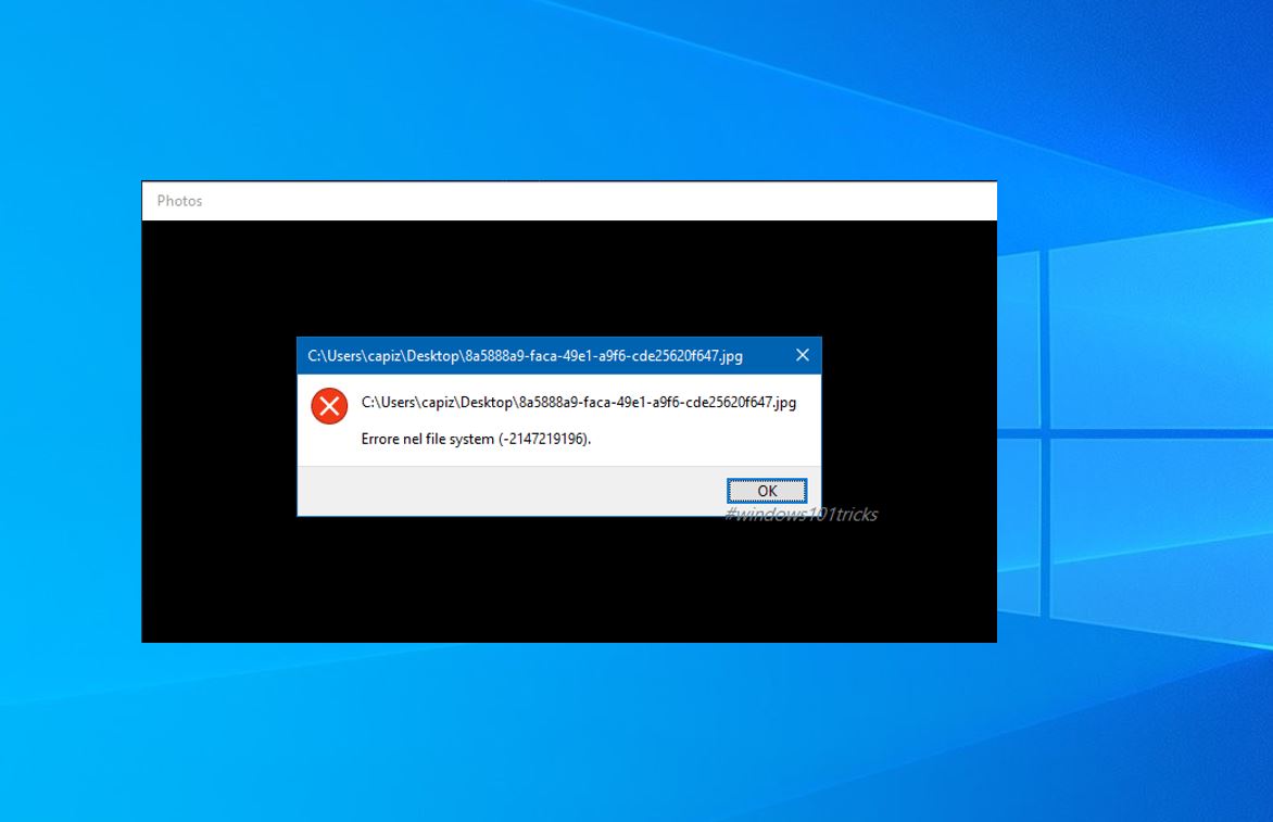 windows 10 photos file system error