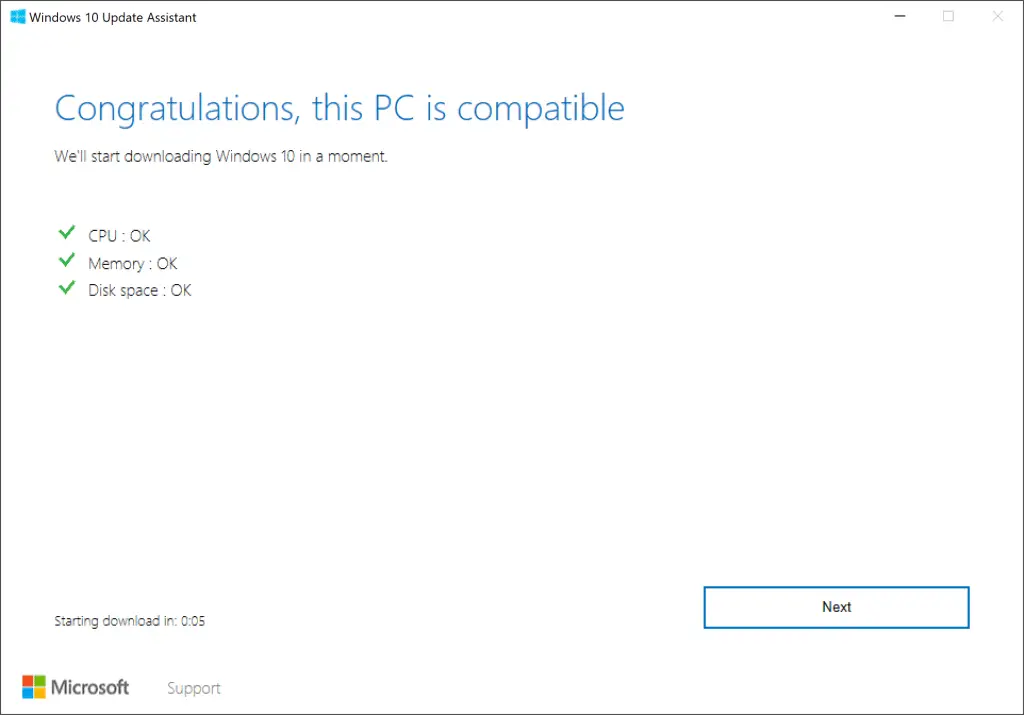 Überprüfen Sie die Hardwarekonfiguration des Windows 10 Update-Assistenten