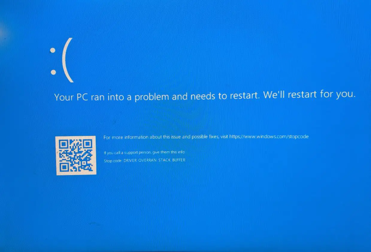 Windows 10 driver overran stack buffer