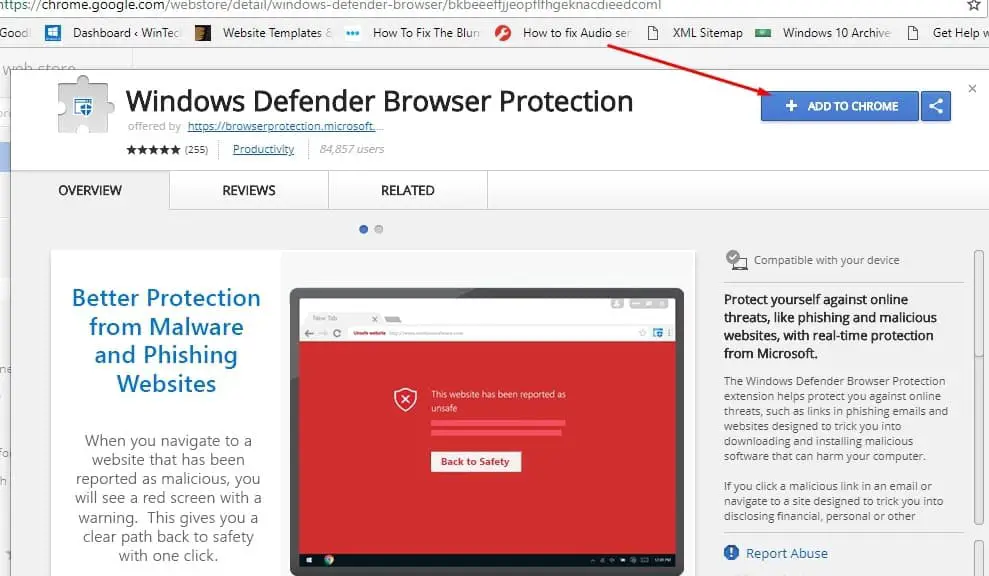 Windows Defender Browser Protection for Google Chrome