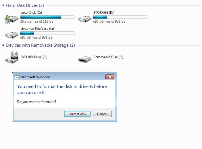 flash drive says you need to format the disk