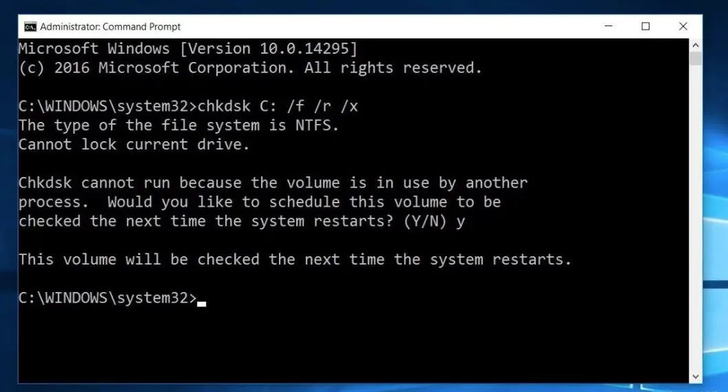 check disk command windows 10