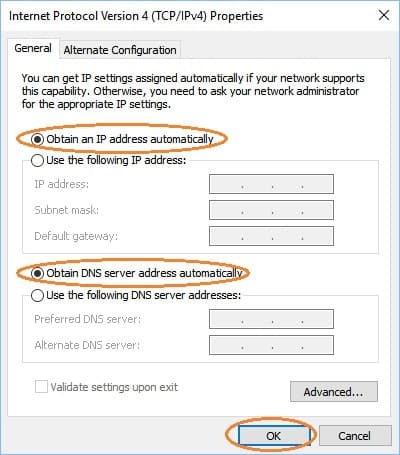 obtain IP address automatically