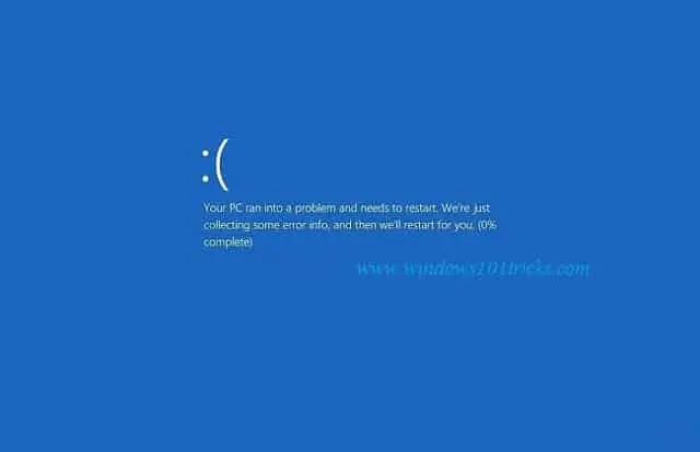 Fix your pc ran into a problem windows 10 Blue Screen Error