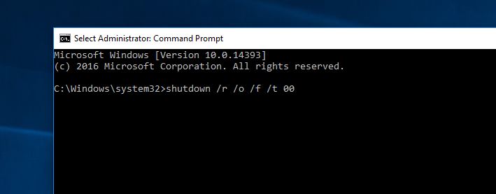 Access Advanced startup options using Command Prompt