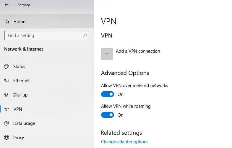 Add VPN on Windows 10
