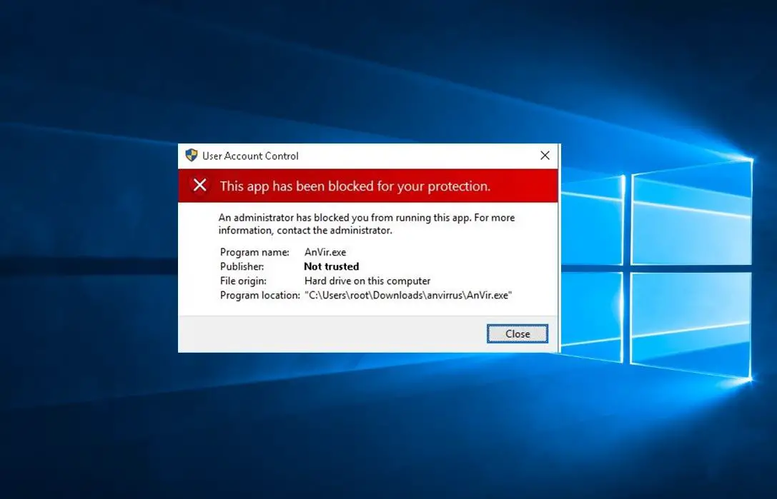 program is blocked by group policy windows 10