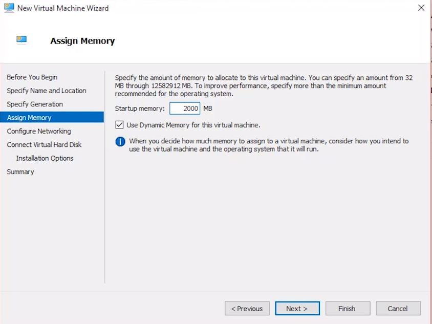 Assign memory for virtual machine