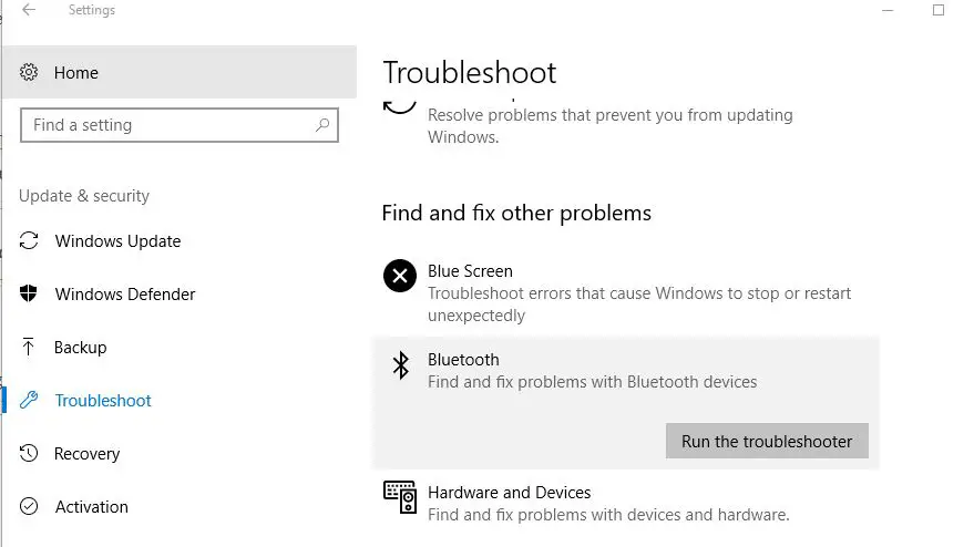 Bluetooth Troubleshooter