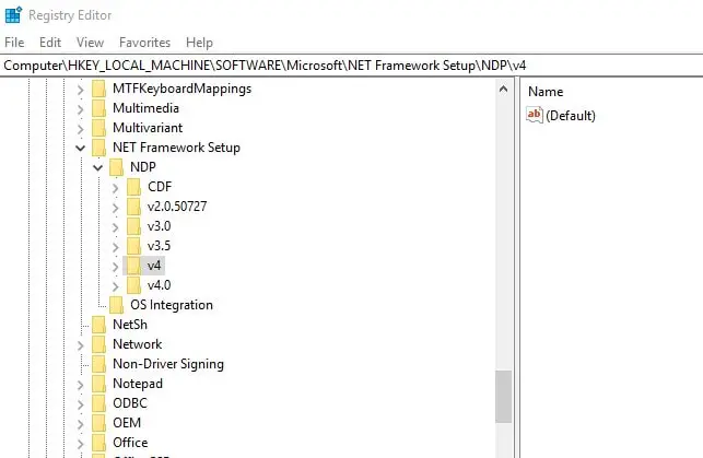 Kiểm tra phiên bản .NET Framework bằng trình chỉnh sửa sổ đăng ký