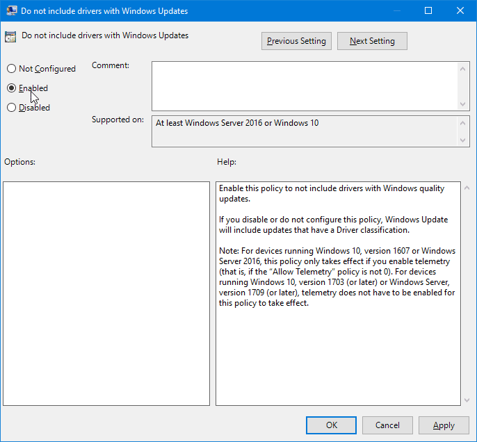 Disable Automatic Driver Updates Using Group policy