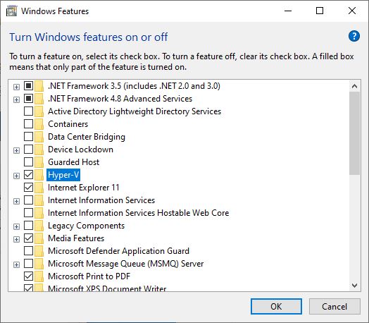 Enable Hyper-V Feature