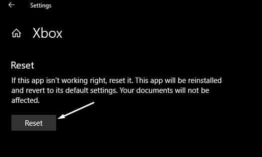 Reset Xbox App