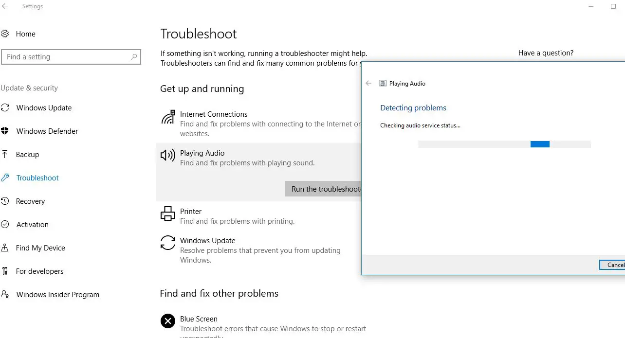 Run Audio Troubleshooting Tool