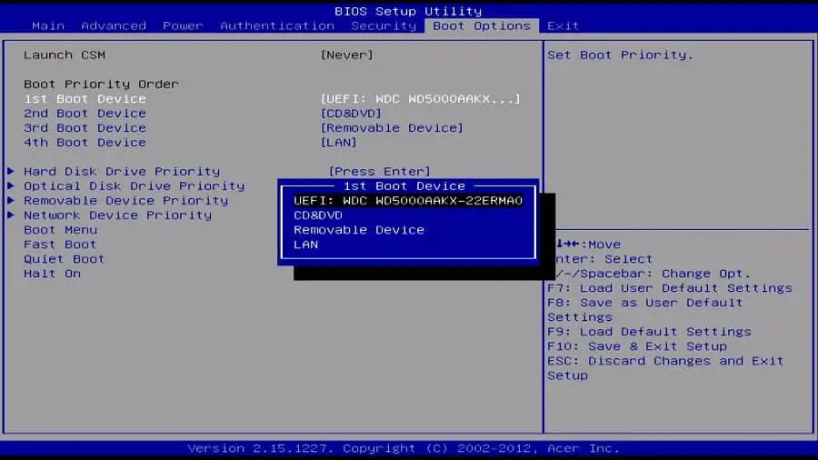 Set Hard Disk As first boot device