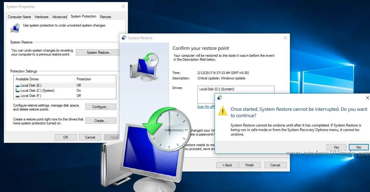 does you system restore to a critical updates