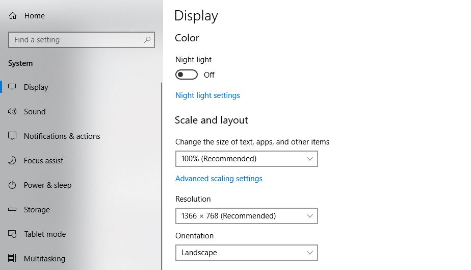 windows night light on one monitor