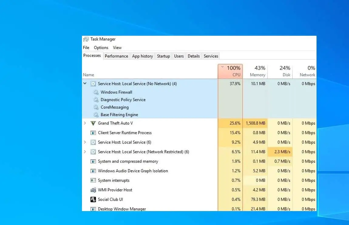 service host windows update high CPU usage