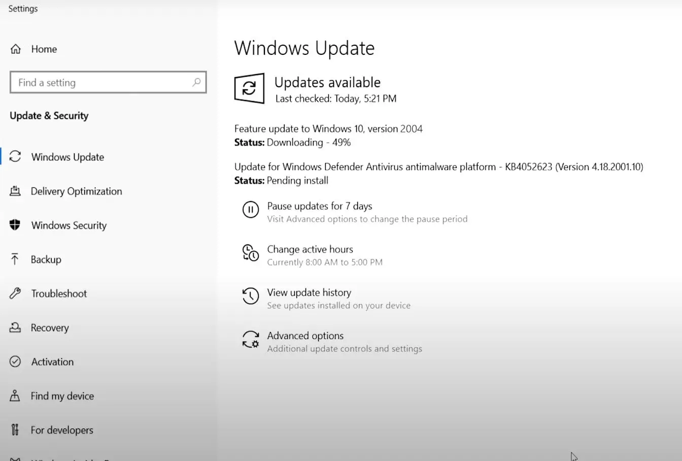 Der Download von Windows 10 2004 wurde gestoppt