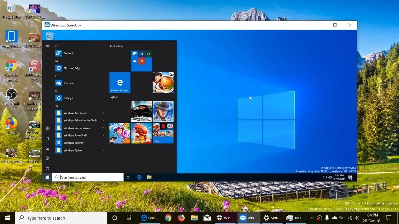 Windows Sandbox-Umgebung in Windows 10