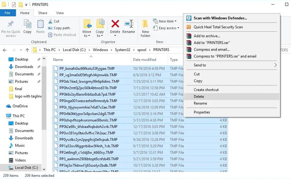 Druckwarteschlangen-Manager-Dateien löschen