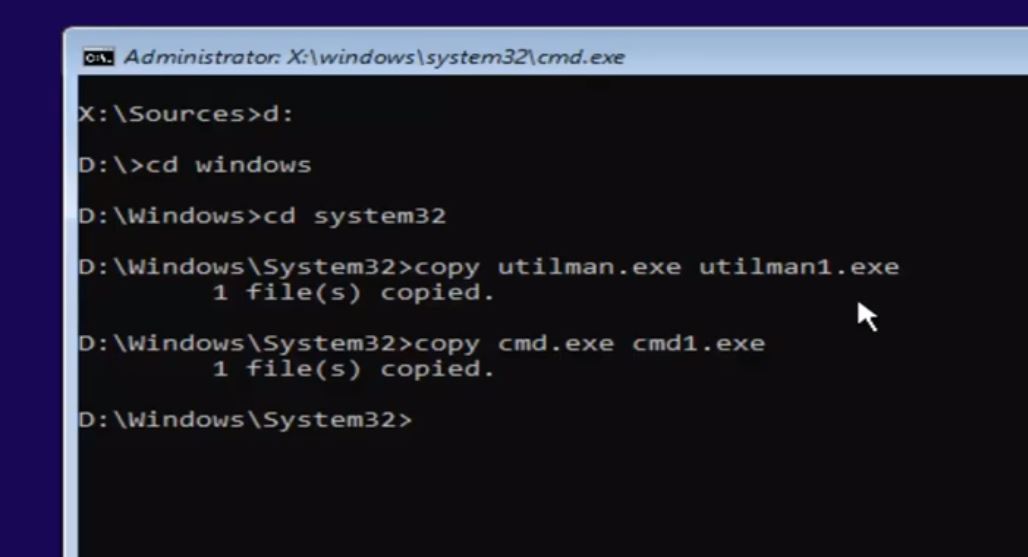 windows 10 password recovery utilman