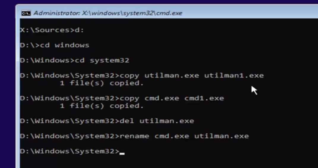 windows 10 password reset tool usb through command prompt