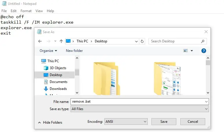 save the file with .bat extension
