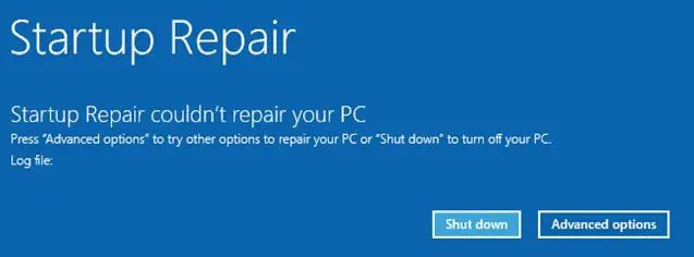 startup repair couldn’t repair your PC