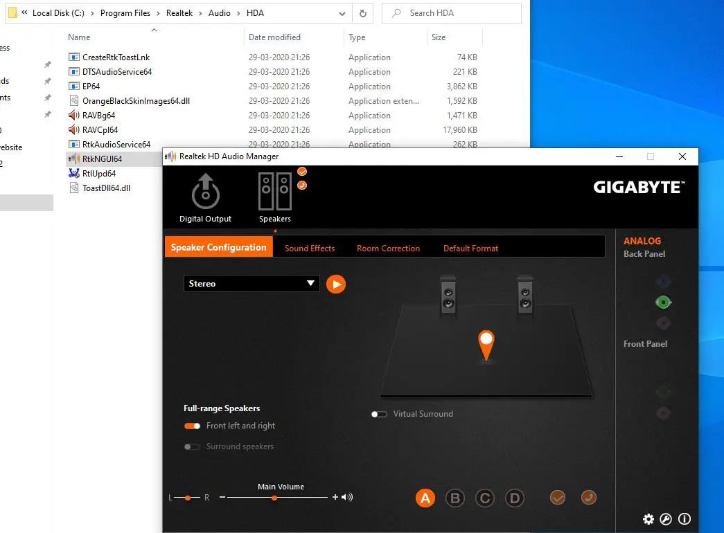 realtek hd audio manager gigabyte walkthrough